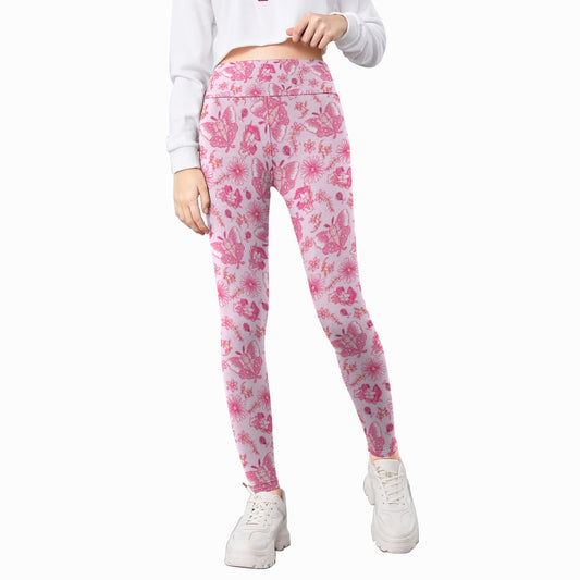 Pink Mushroom Moths - Kid's Leggings