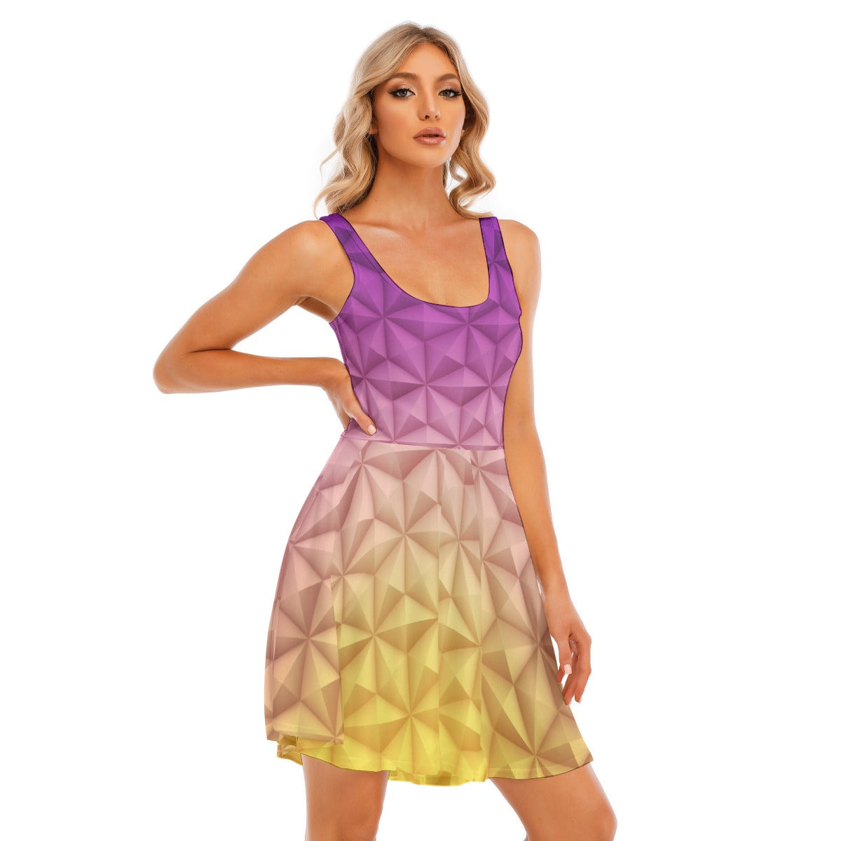 Geometric Spaceship Sphere - Women's Sleeveless Pocket Skater Dress