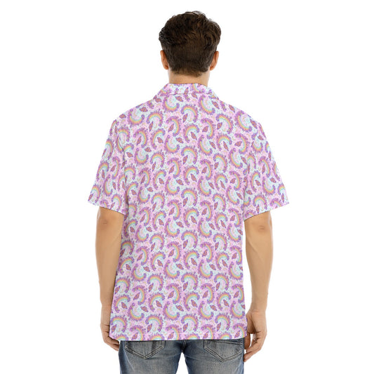 Monarch Butterflies & Rainbows - Men's Hawaiian Button Up Shirt