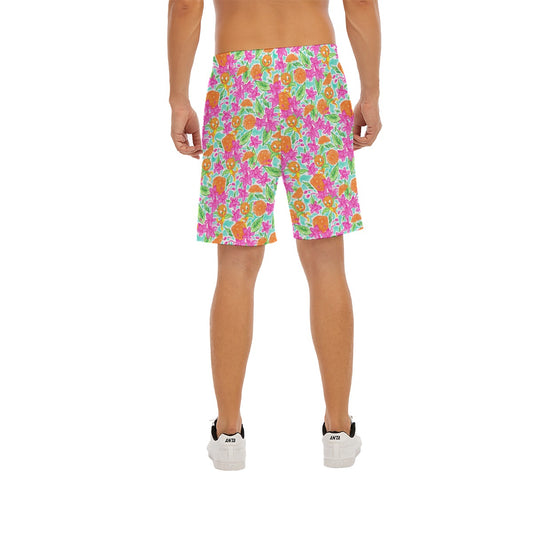 Tropical Citrus Bloom - Men’s Pocket Beach Shorts