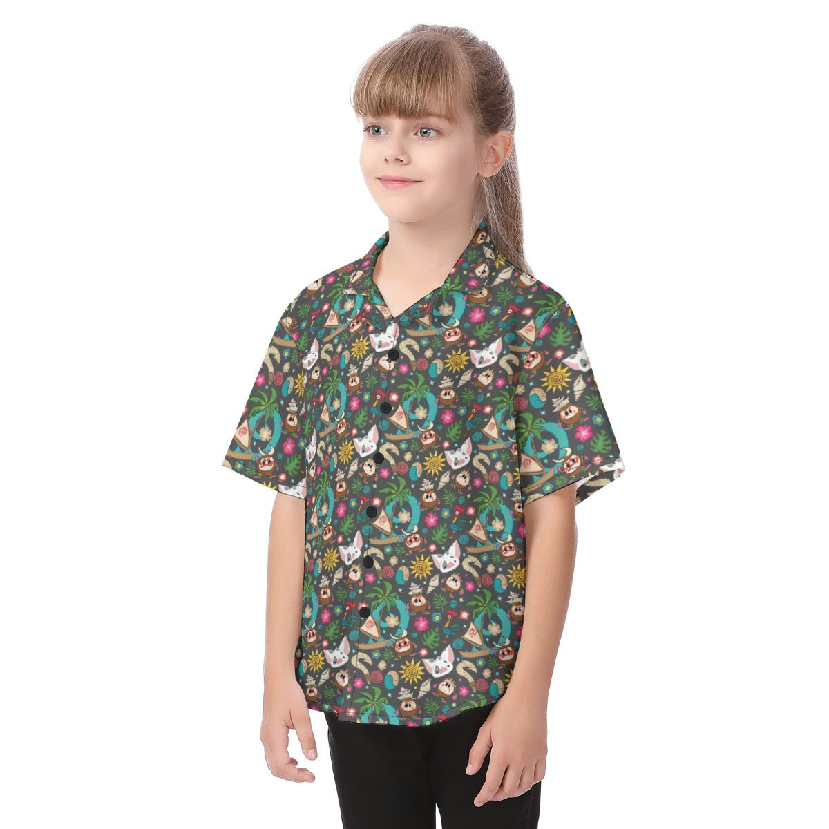 Polynesian Princess Icons - Kid's Hawaiian Button Up Shirt