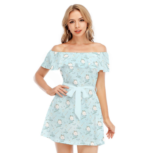 Enchanted Glass Slipper - Women's Off-shoulder Ruffle Dress