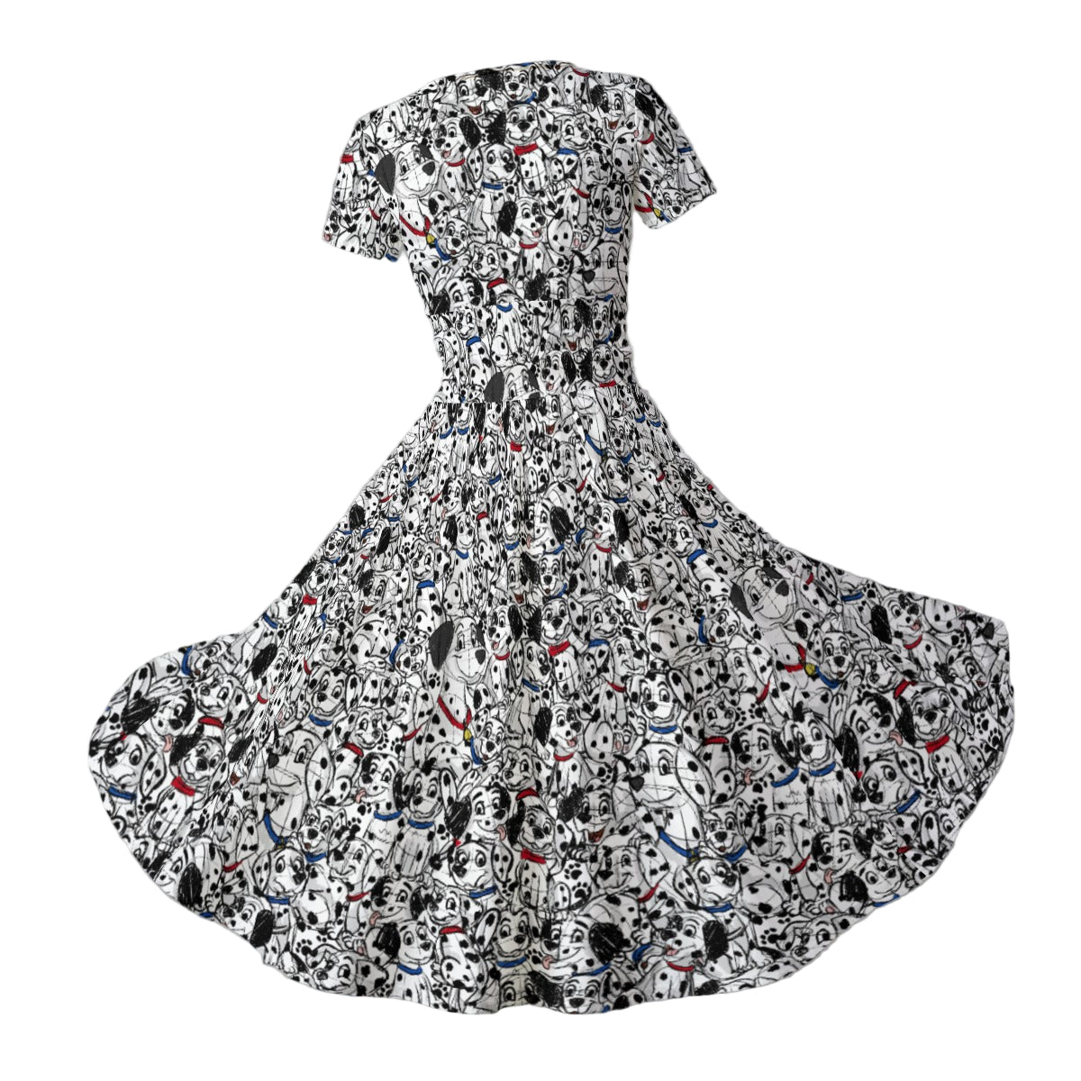 Sketchy Spotted Puppies - Women's V-Neck Ruched Midi Dress