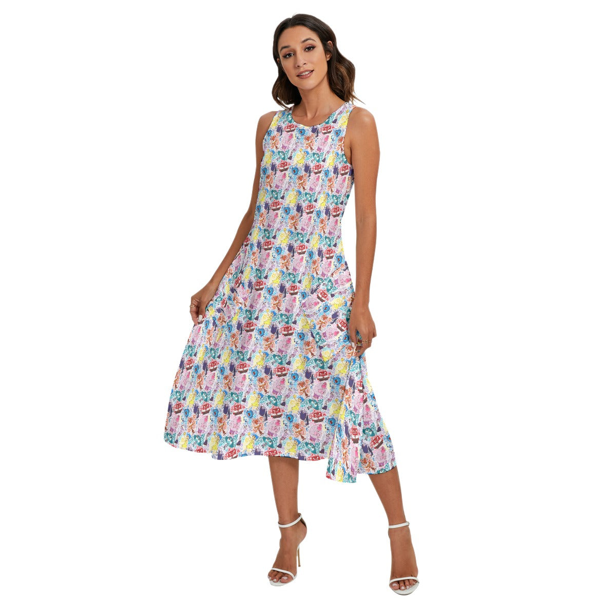 Floral Emotions - Women’s Diagonal Pocket Midi Dress