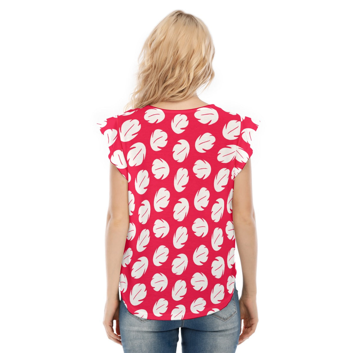 Island Leaf Print - Women’s Flutter Sleeve Top