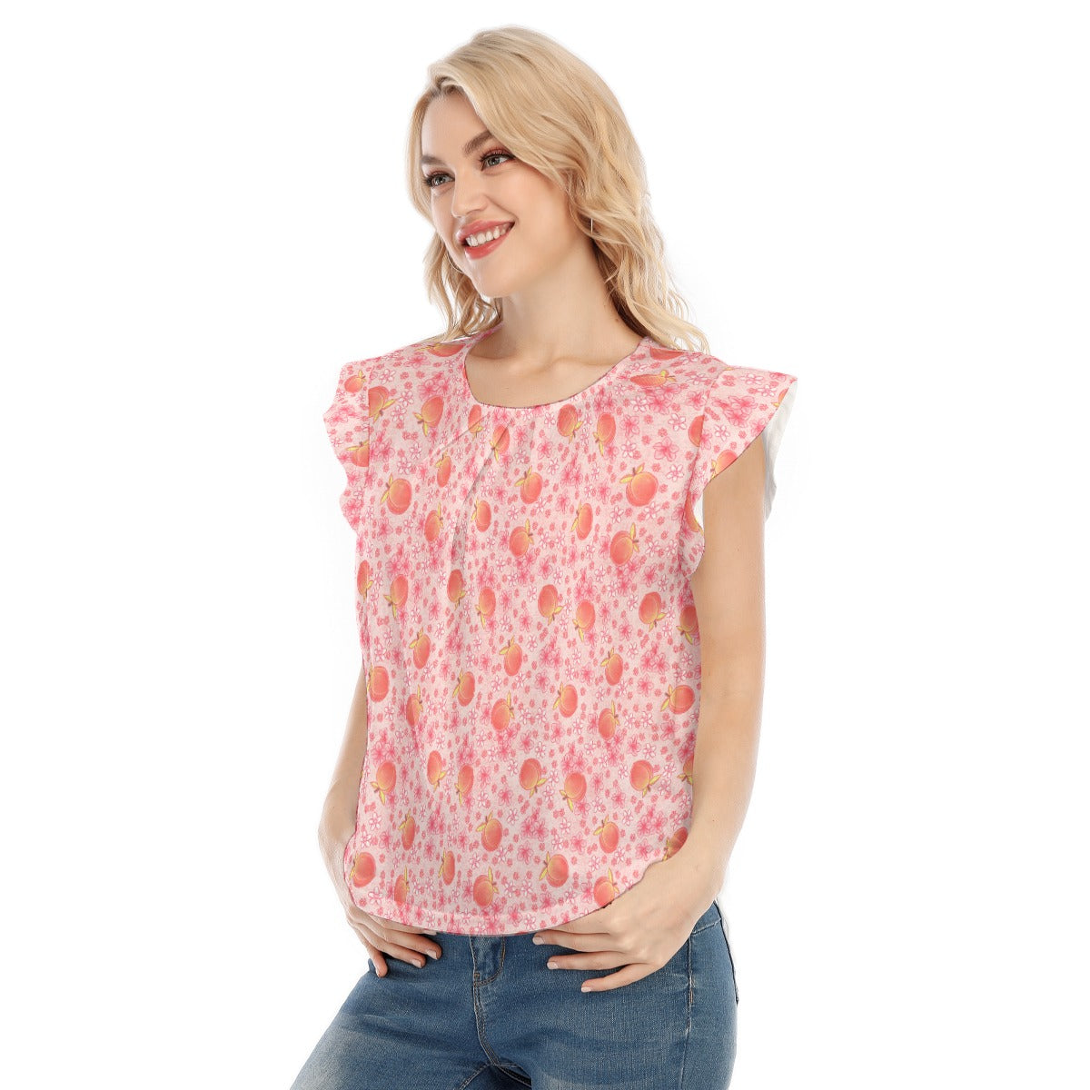 Summer Fruits - Peaches - Women’s Flutter Sleeve Top