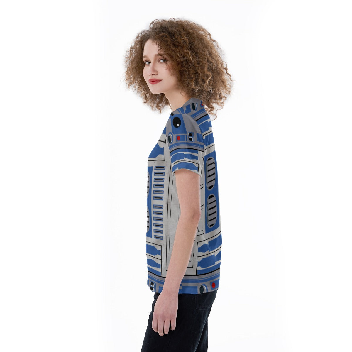 Little Blue Droid - Women's Short Sleeve V-Neck T-Shirt