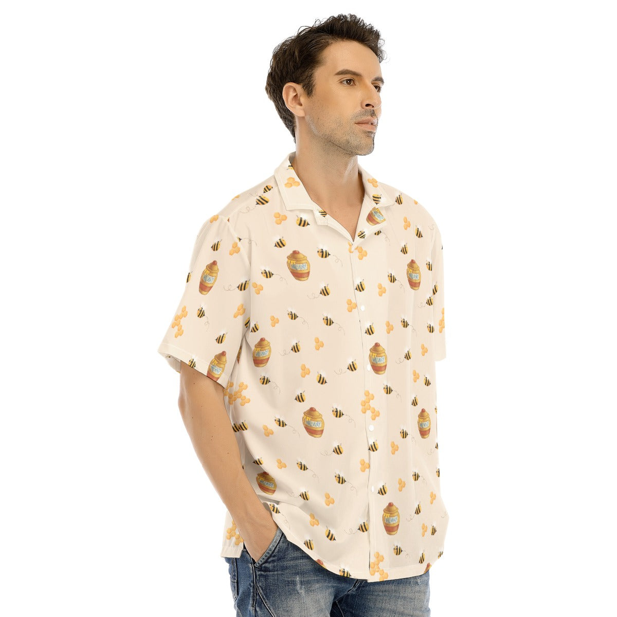 Sweet Hunny Pot & Bees - Men's Hawaiian Button Up Shirt