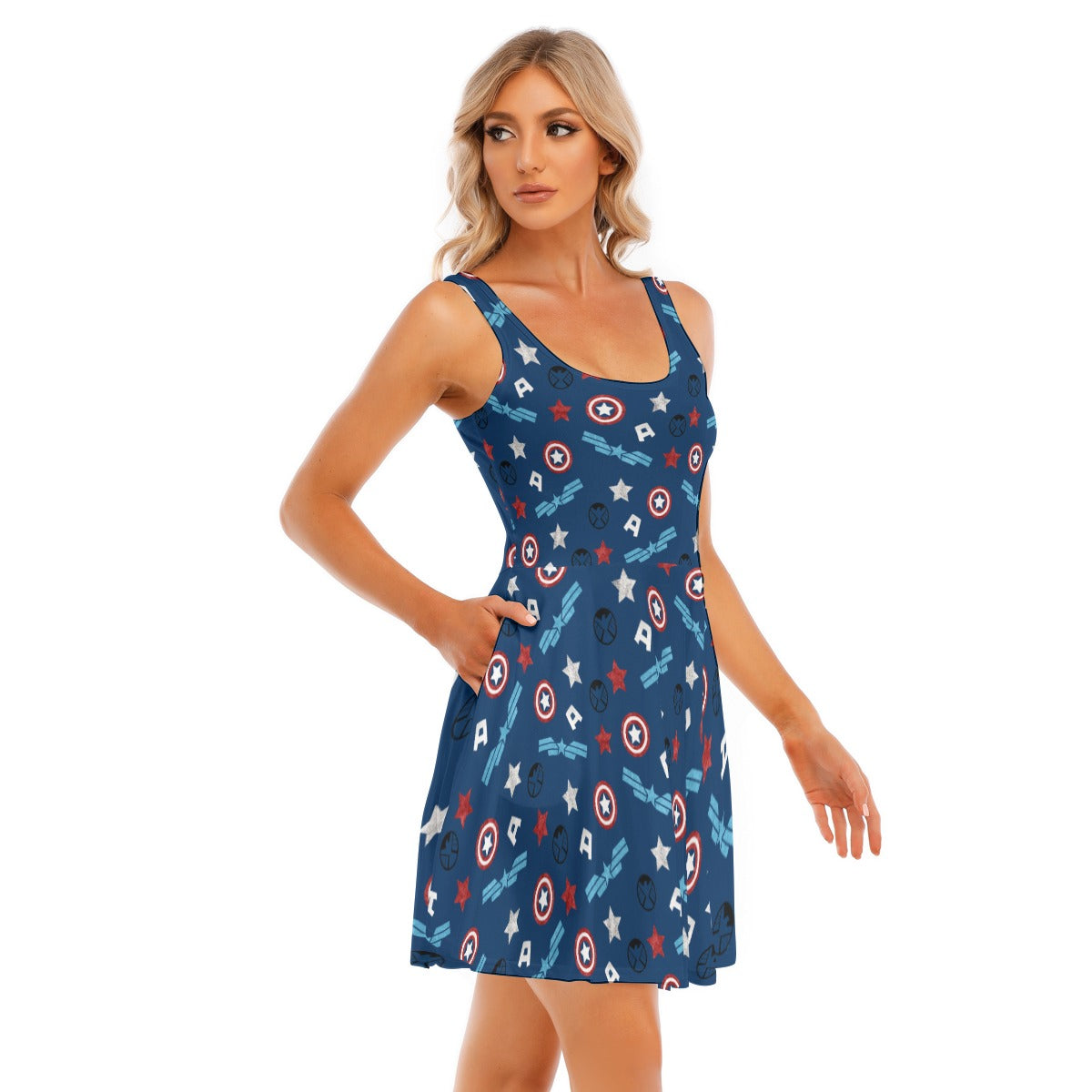 American Superhero - Women's Sleeveless Pocket Skater Dress
