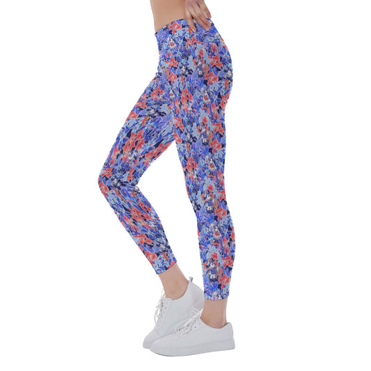 Navy Blooms Cruise - Women's Yoga Leggings