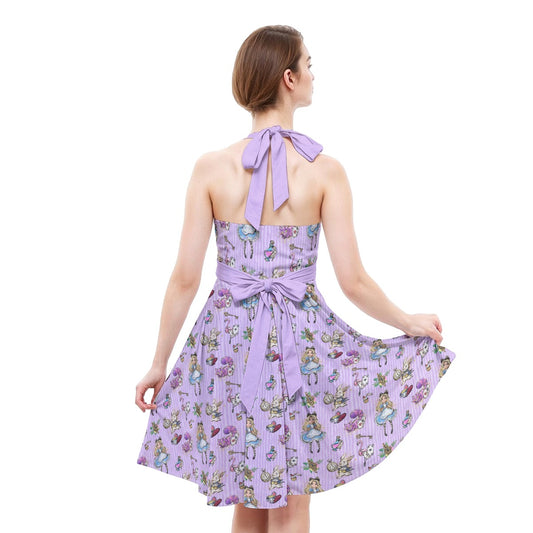 Whimsical Curious Adventure - Women's Halter Vintage Pocket Dress
