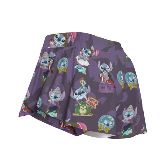 Haunted Alien Portraits - Women's Flowy Pocket Shorts