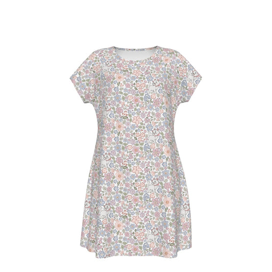 Springtime Kitten Garden Elegance - Women's T-Shirt Dress