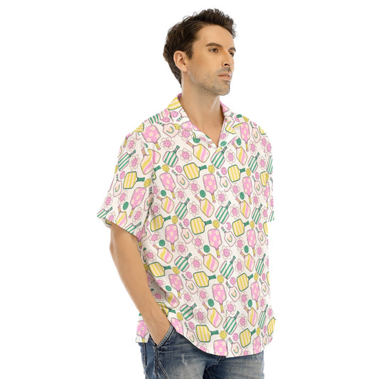 Pretty Pickleball Paddles - Men's Hawaiian Button Up Shirt