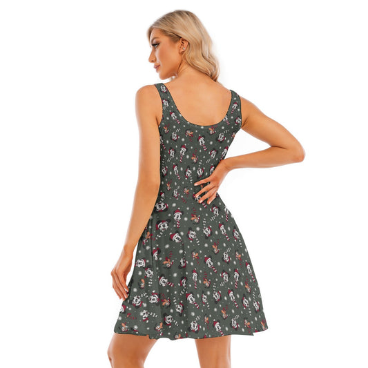 Vintage Holiday Friends - Women's Sleeveless Pocket Skater Dress