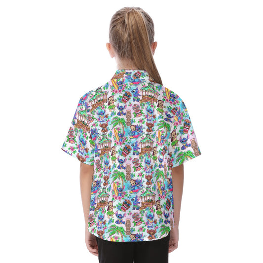 Bright Island Chaos Hand Drawn - Kid's Hawaiian Button Up Shirt