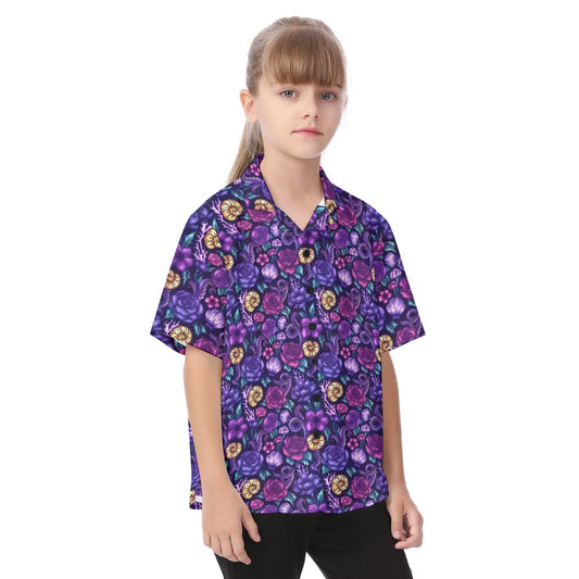 Fairytale Florals – Dark Sea Witch - Kid's Hawaiian Button Up Shirt