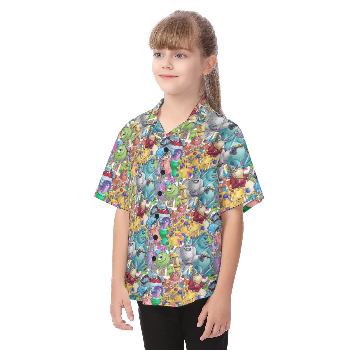 Monster Mayhem Sketched - Kid's Hawaiian Button Up Shirt