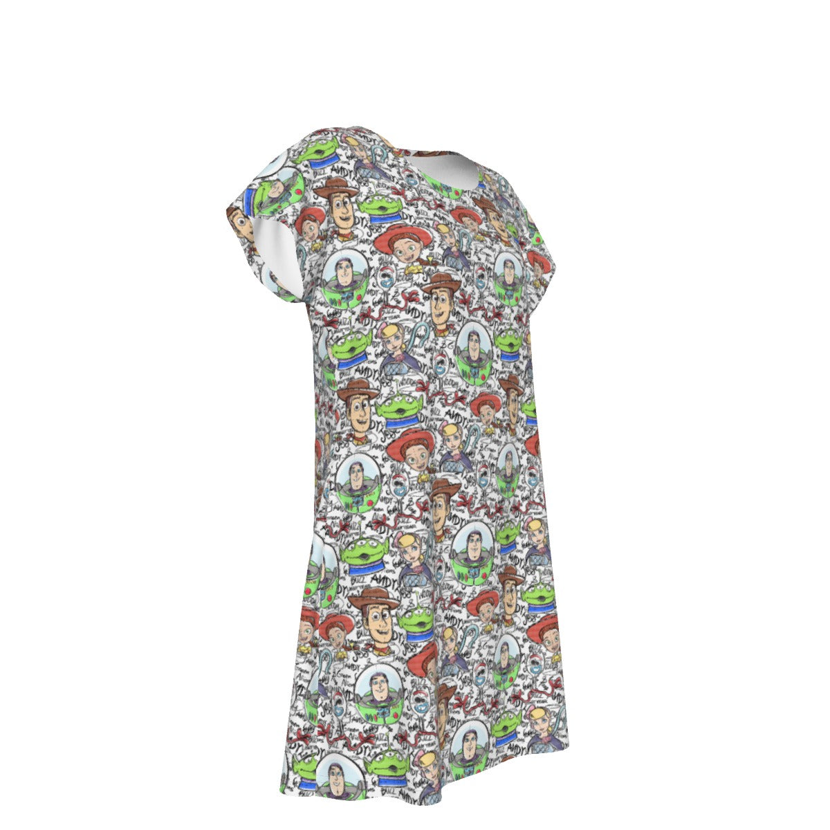 Sketch Autographs of Animated Toy Friends - Women's T-Shirt Dress