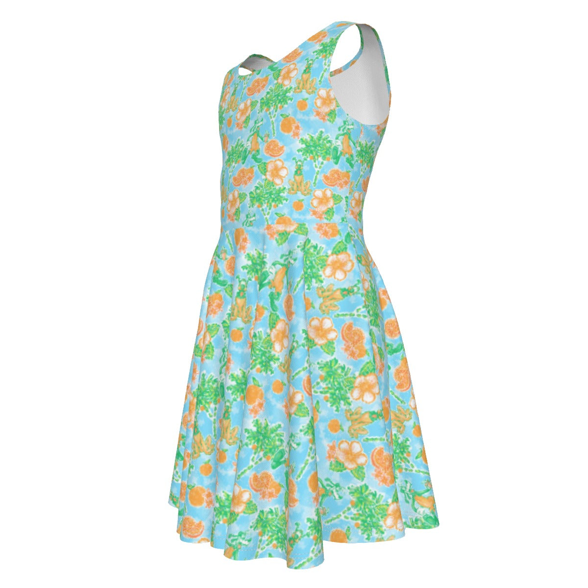 Neon Tangerine Island Palsluto - Kid's Sleeveless Skater Dress
