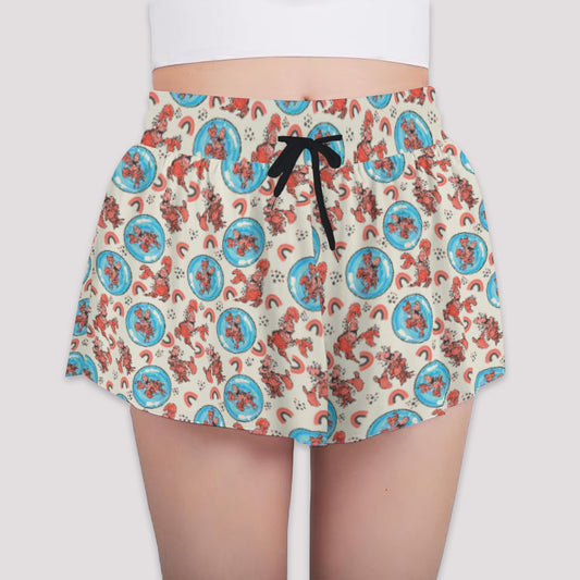 Joyful Crab by the Sea - Girls’ Flowy Pocket Shorts