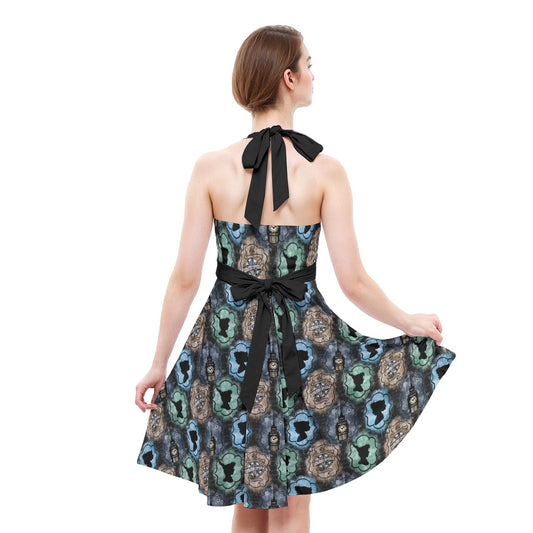 Starry Flight Silhouettesttes - Women's Halter Vintage Pocket Dress