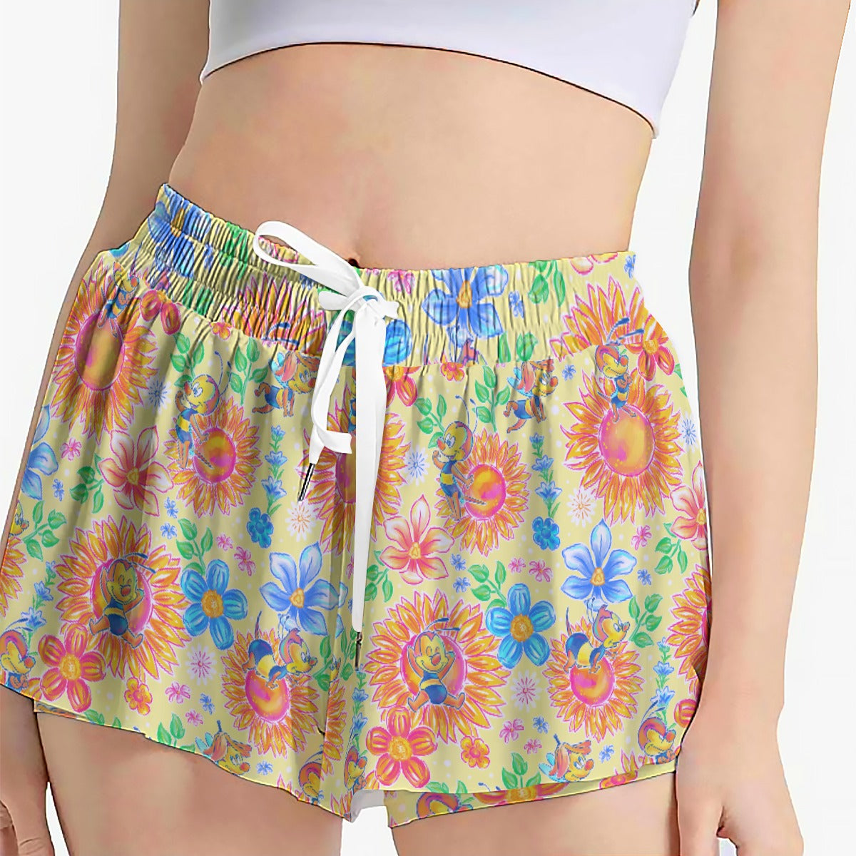 Buzzing Garden Buddy - Women's Flowy Pocket Shorts