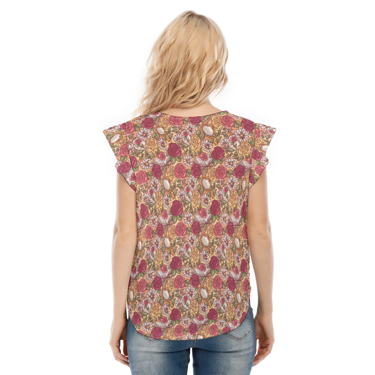 Fairytale Florals – Timeless Tale Blooms - Women’s Flutter Sleeve Top