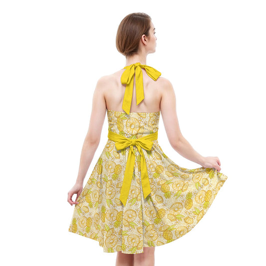 Summer Fruits - Pineapple - Women's Halter Vintage Pocket Dress