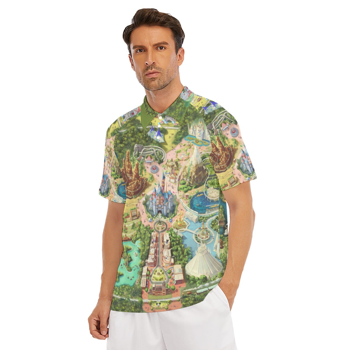 Colorful Theme Park Map - Men's Polo Shirt