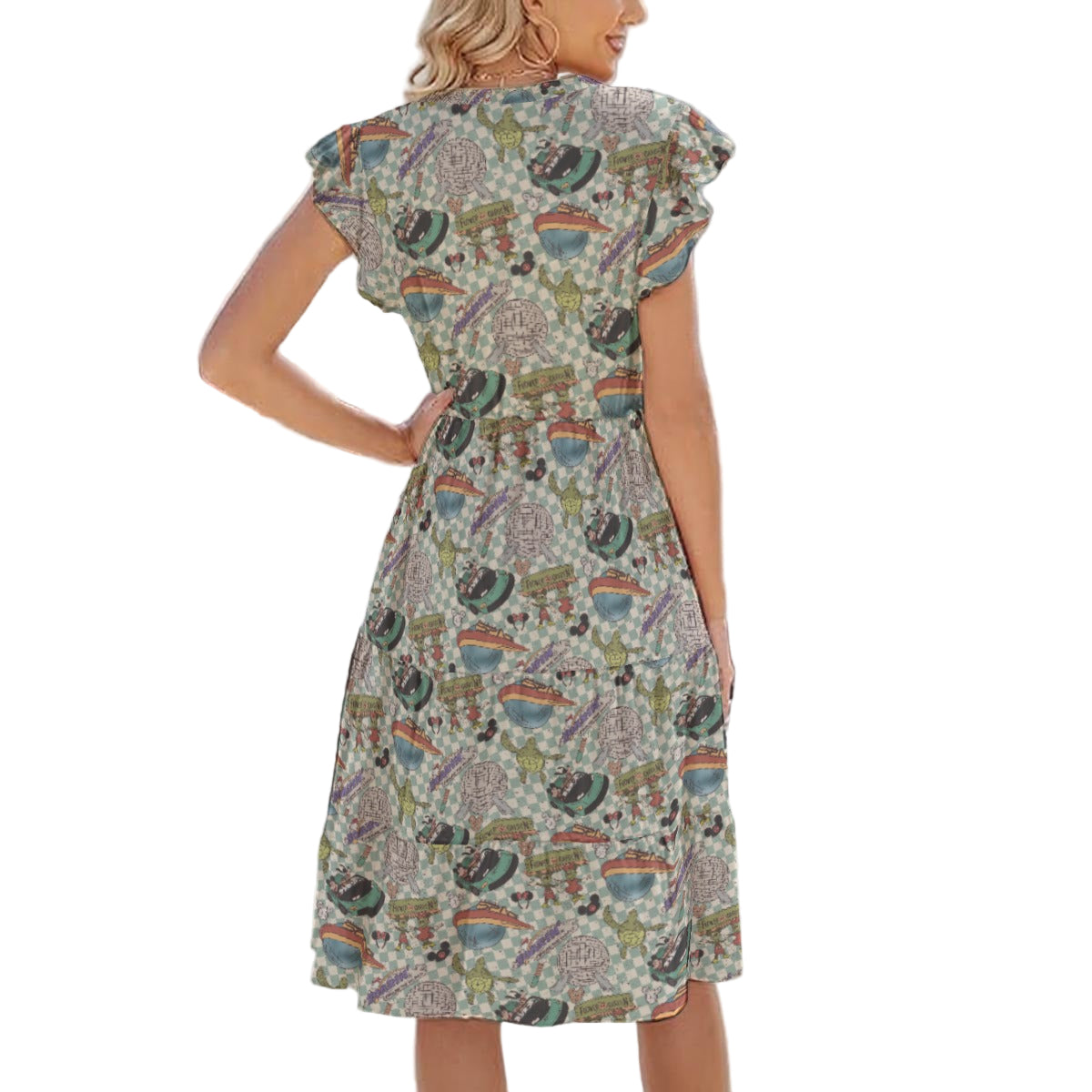 Hand Drawn EC - Women's Tiered Pocket Midi Dress