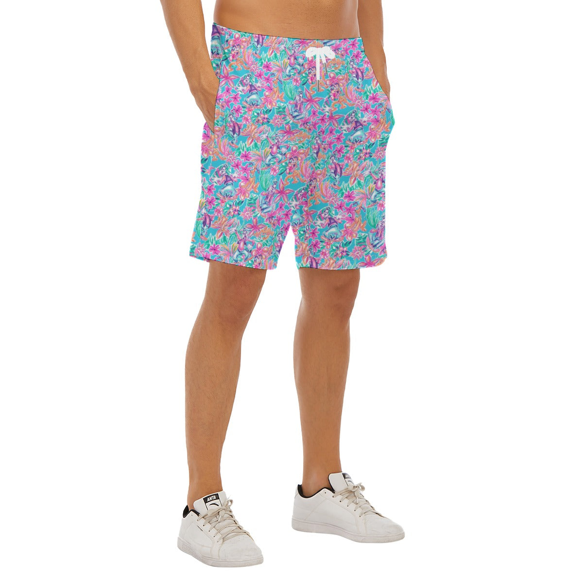 Tropical Bloom Fiesta - Playful Duo - Men’s Pocket Beach Shorts