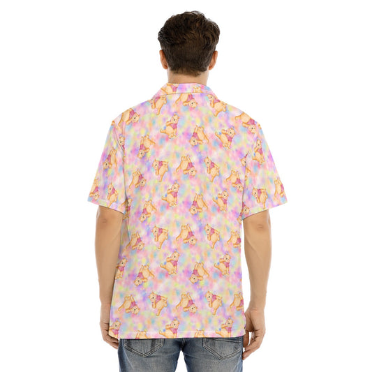 Watercolor Honey Bear - Men's Hawaiian Button Up Shirt