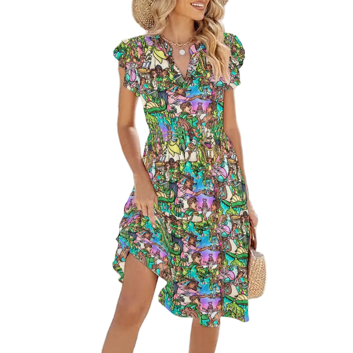 Bayou Princess Storybook Scenes - Women's Tiered Pocket Midi Dress