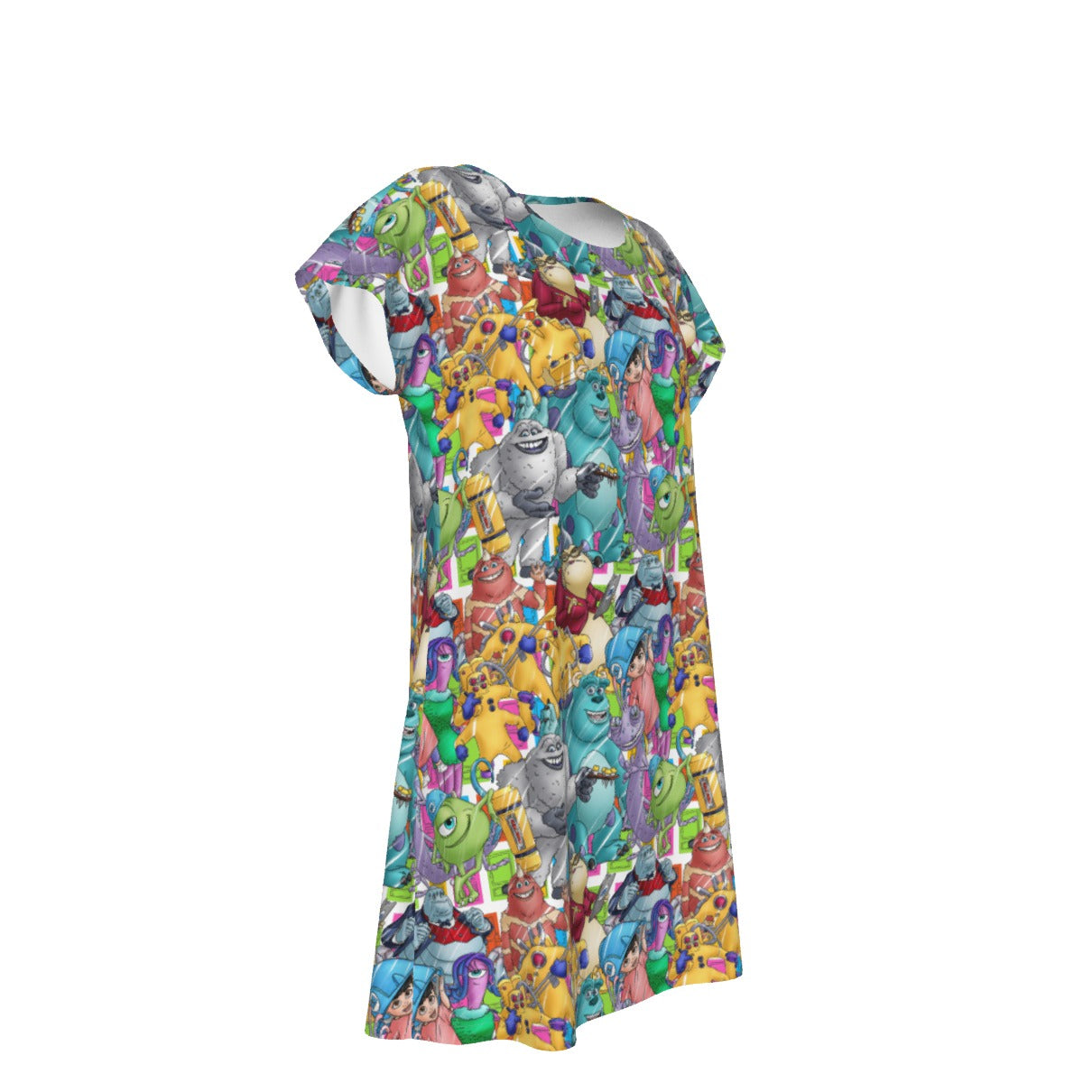 Monster Mayhem Sketched - Women's T-Shirt Dress