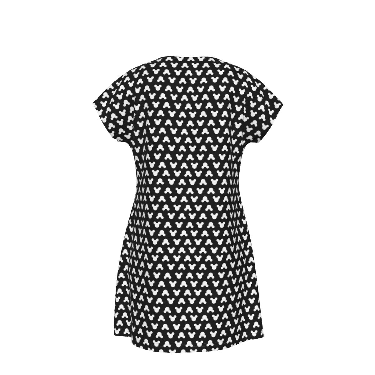 Playful Polka Dot Ears Black - Women's T-Shirt Dress