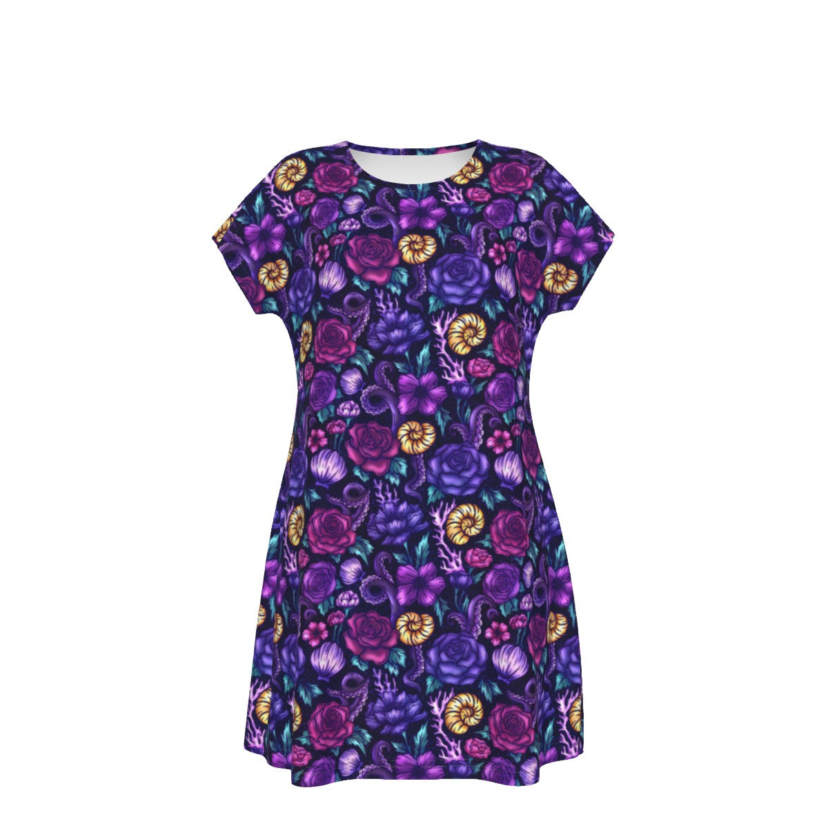 Fairytale Florals – Dark Sea Witch - Women's T-Shirt Dress