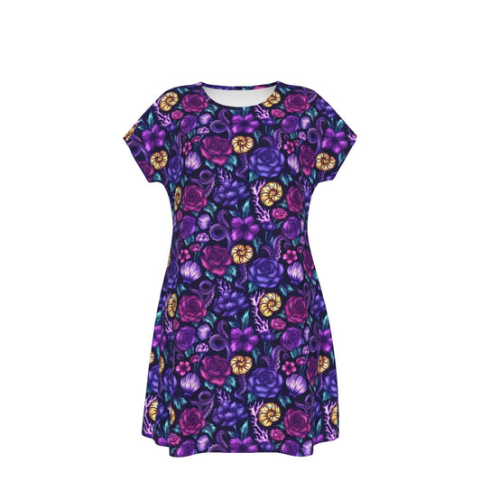 Fairytale Florals – Dark Sea Witch - Women's T-Shirt Dress