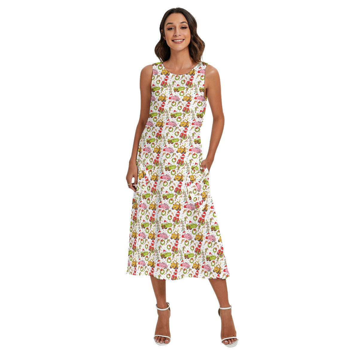 Holiday Race Day - Women’s Diagonal Pocket Midi Dress