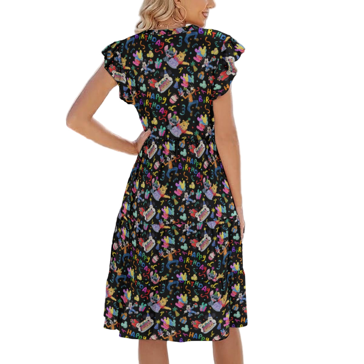 Happy Birthday Celebration - Women's Tiered Pocket Midi Dress