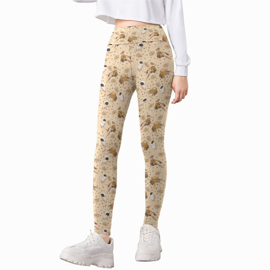 Botanical Robot Love Story - Kid's Leggings
