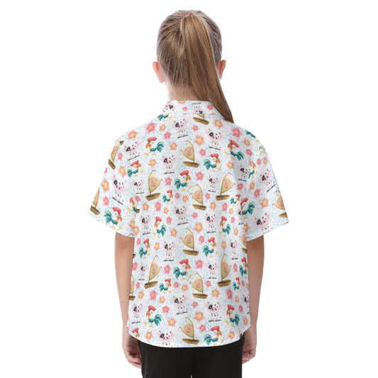 Island Pig & Rooster Duo - Kid's Hawaiian Button Up Shirt