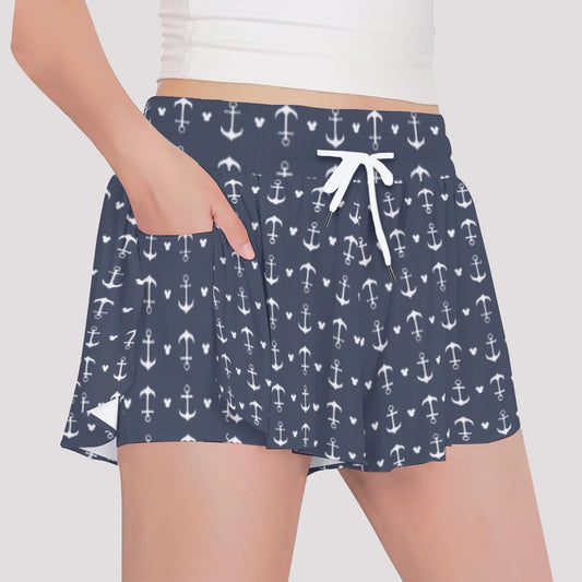 Anchors & Mouse Ears - Girls’ Flowy Pocket Shorts