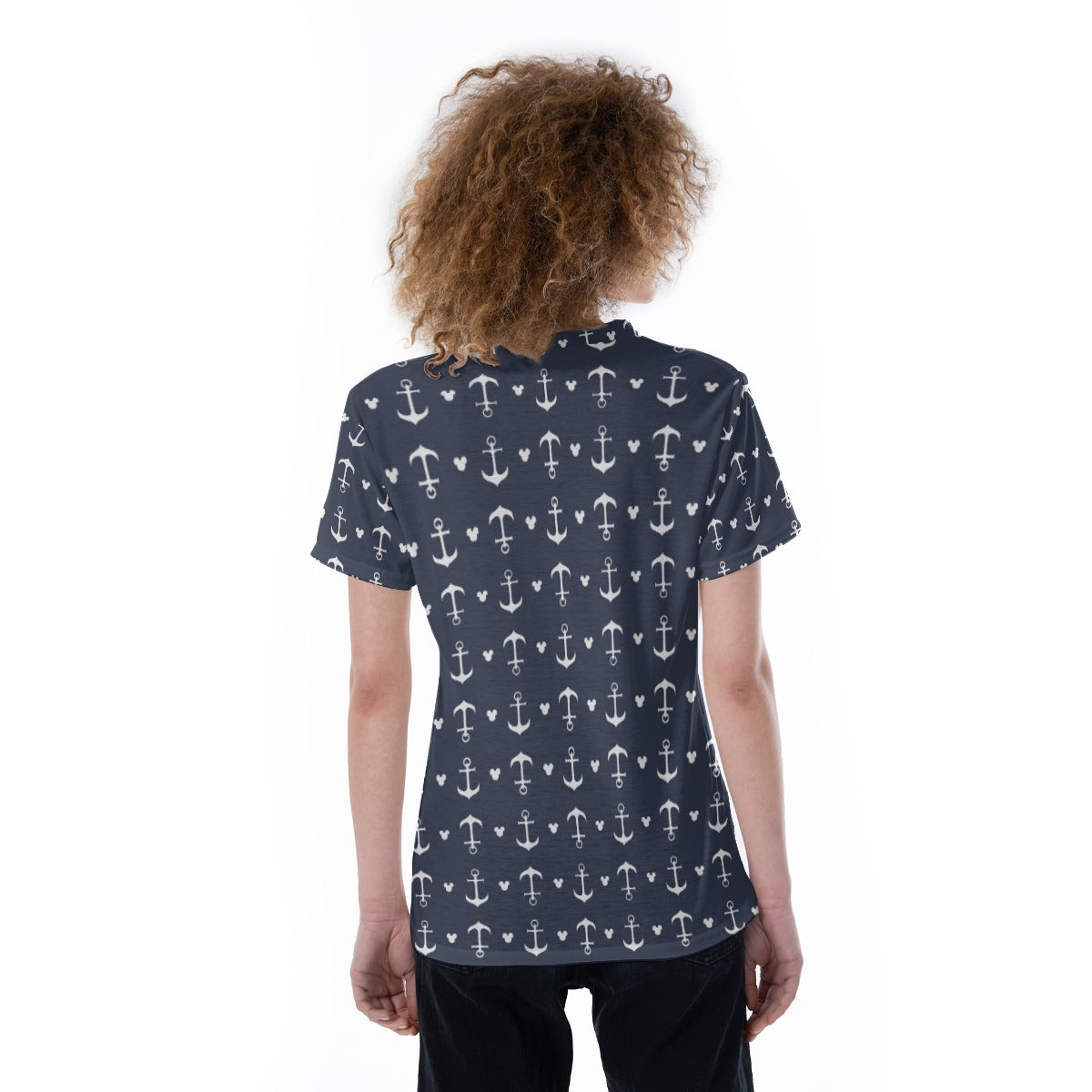 Anchors & Mouse Ears - Women's Short Sleeve V-Neck T-Shirt