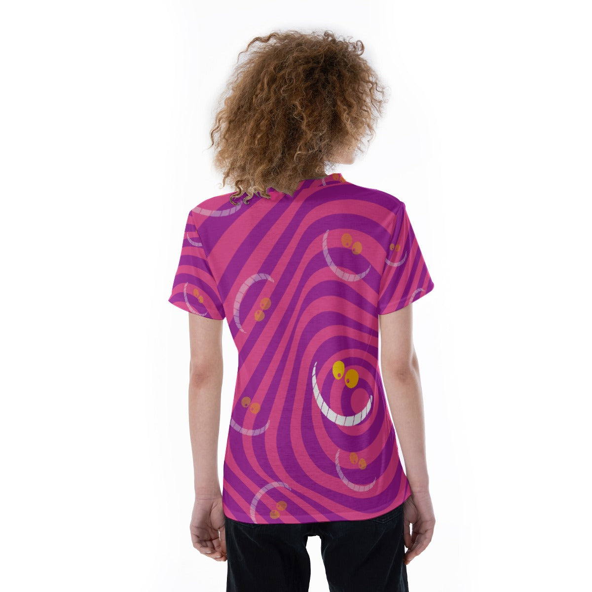 Whimsical Grinning Stripes - Women's Short Sleeve V-Neck T-Shirt