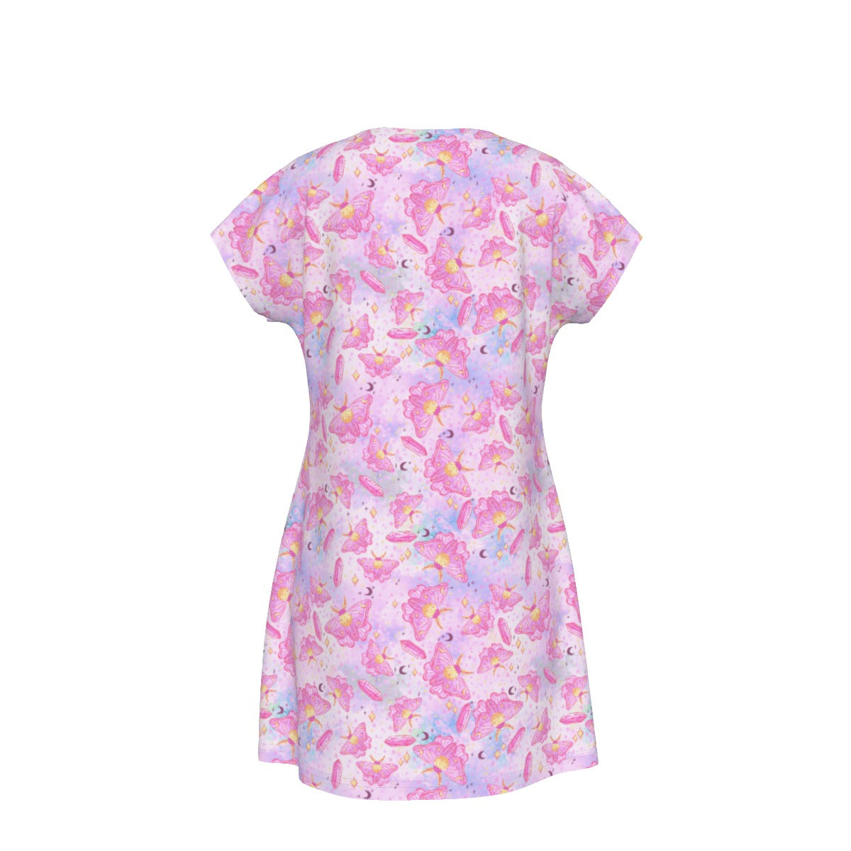 Pink Crystal Lunar Moths - Women's T-Shirt Dress