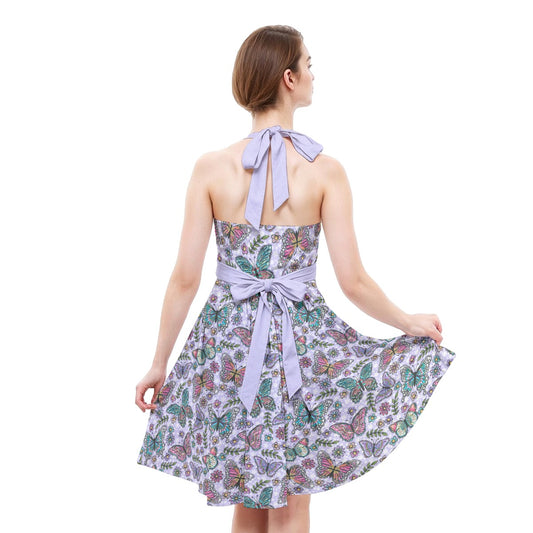 Butterfly Magic - Women's Halter Vintage Pocket Dress