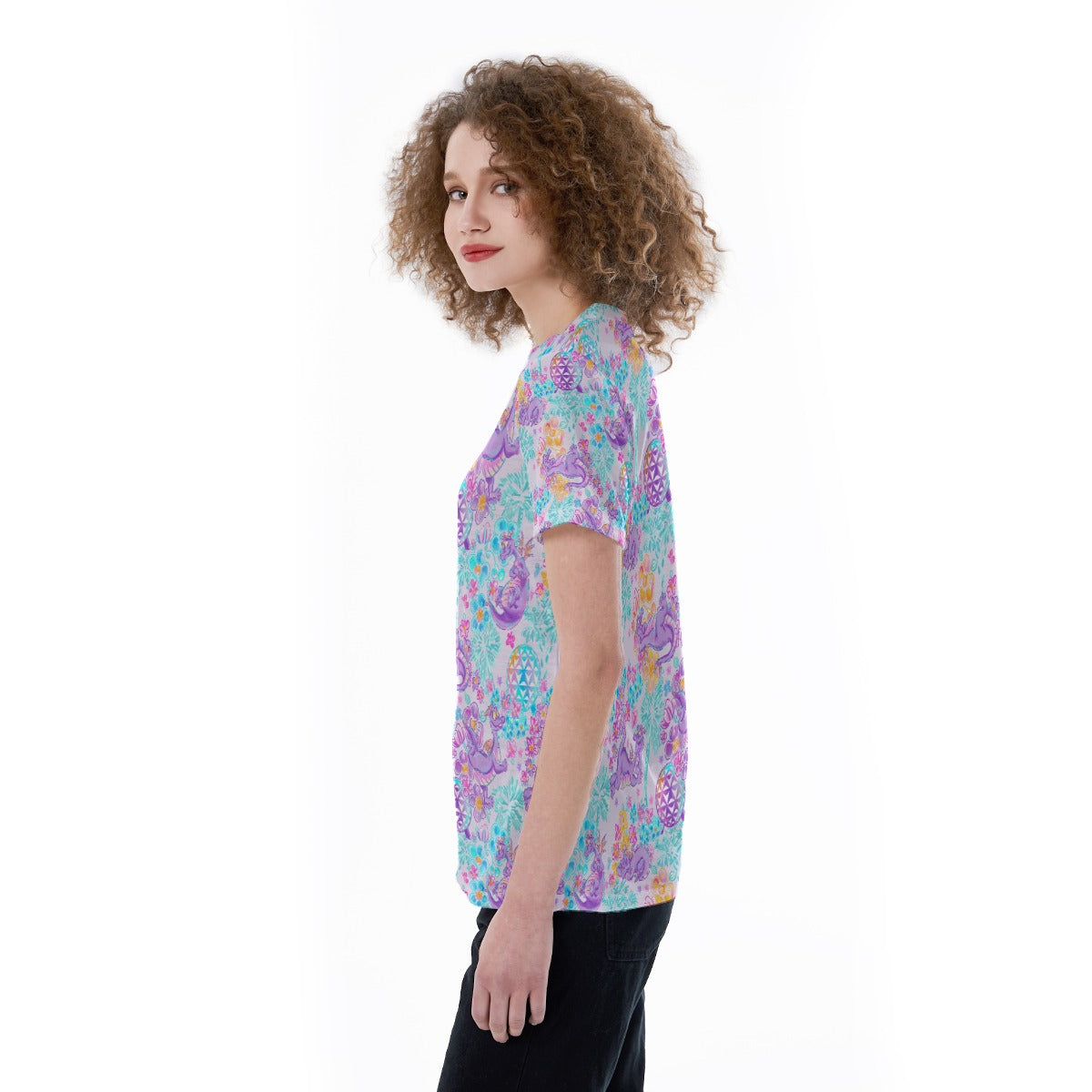 Purple Dragon Flower Power - Women's Short Sleeve V-Neck T-Shirt