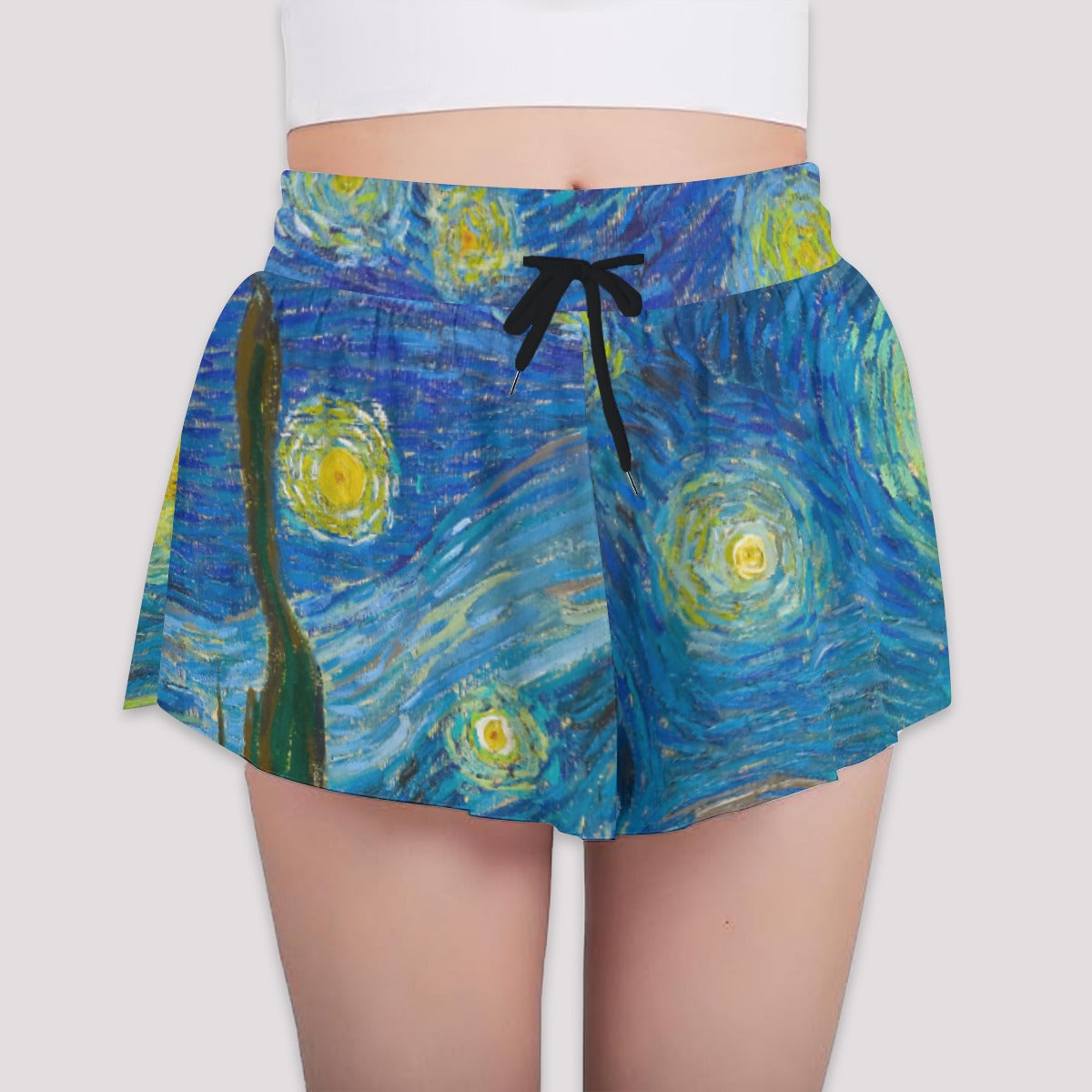 Van Gogh Starry Night - Girls’ Flowy Pocket Shorts