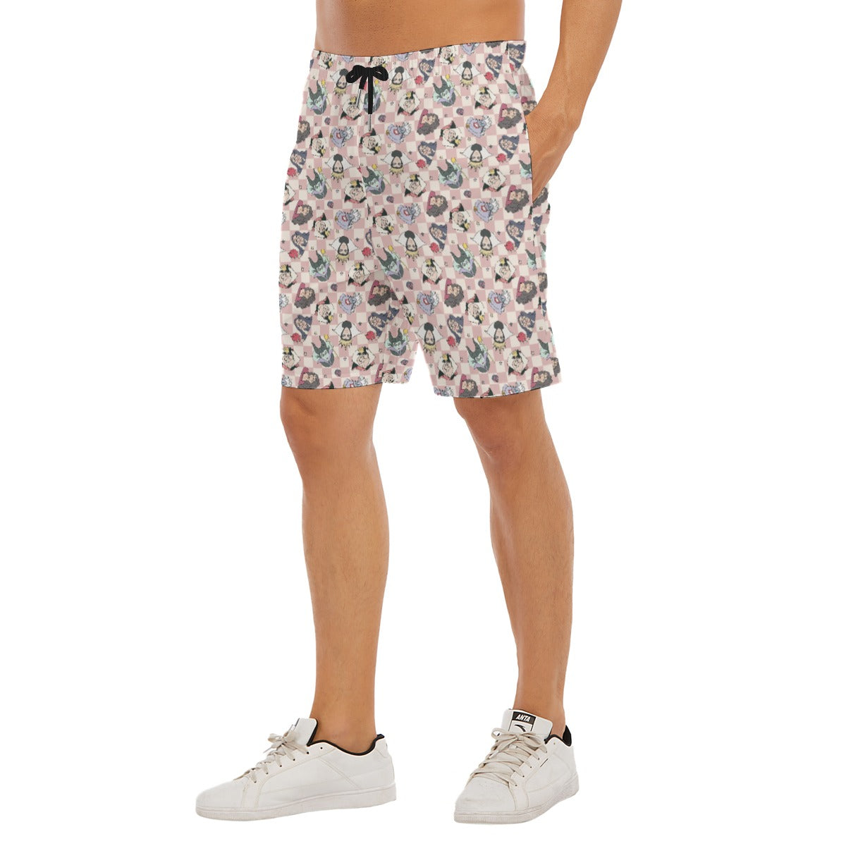 Pink Checkerboard Villains - Men’s Pocket Beach Shorts